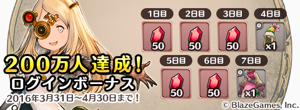 200万人突破記念ログインボーナスバナー